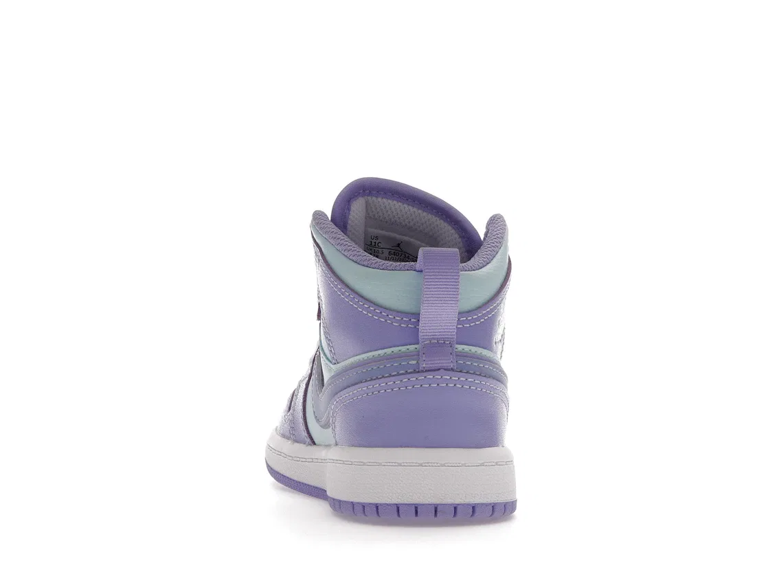 Детские кроссовки для мальчиков с контрастными накладками Jordan 1 Mid, Purple Pulse/Arctic Punch — фото 4
