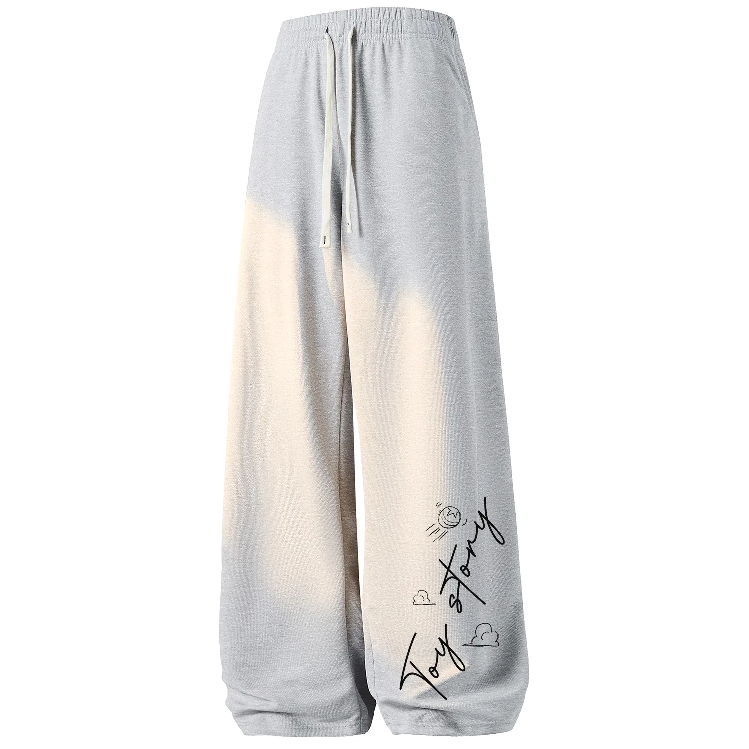 Детские спортивные штаны с принтом Disney Knitted Sweatpants Unisex Thin Straight Fit Pants, Light Gray