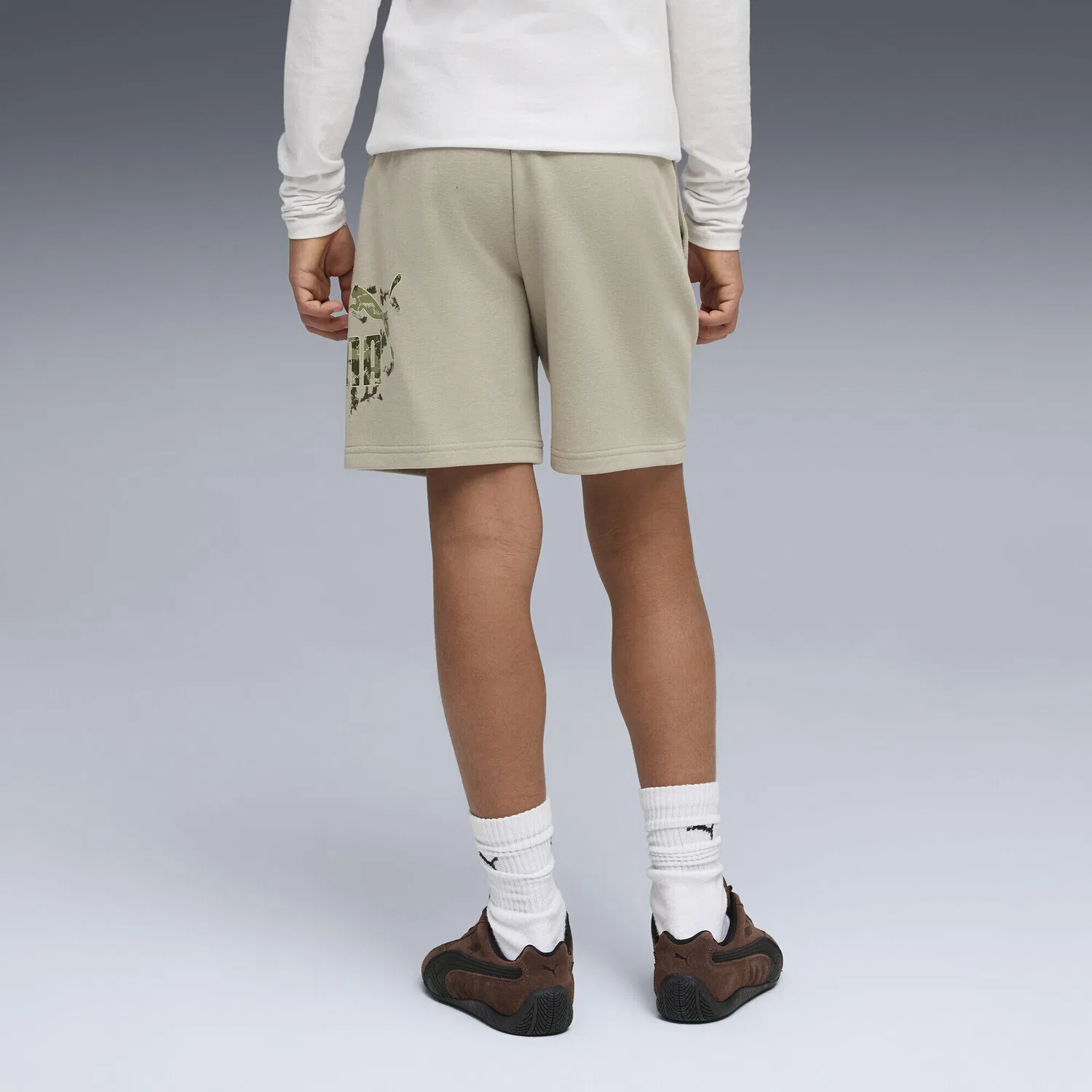 Детские шорты с принтом Essentials Camo Shorts Puma, Hellbeige — фото 3