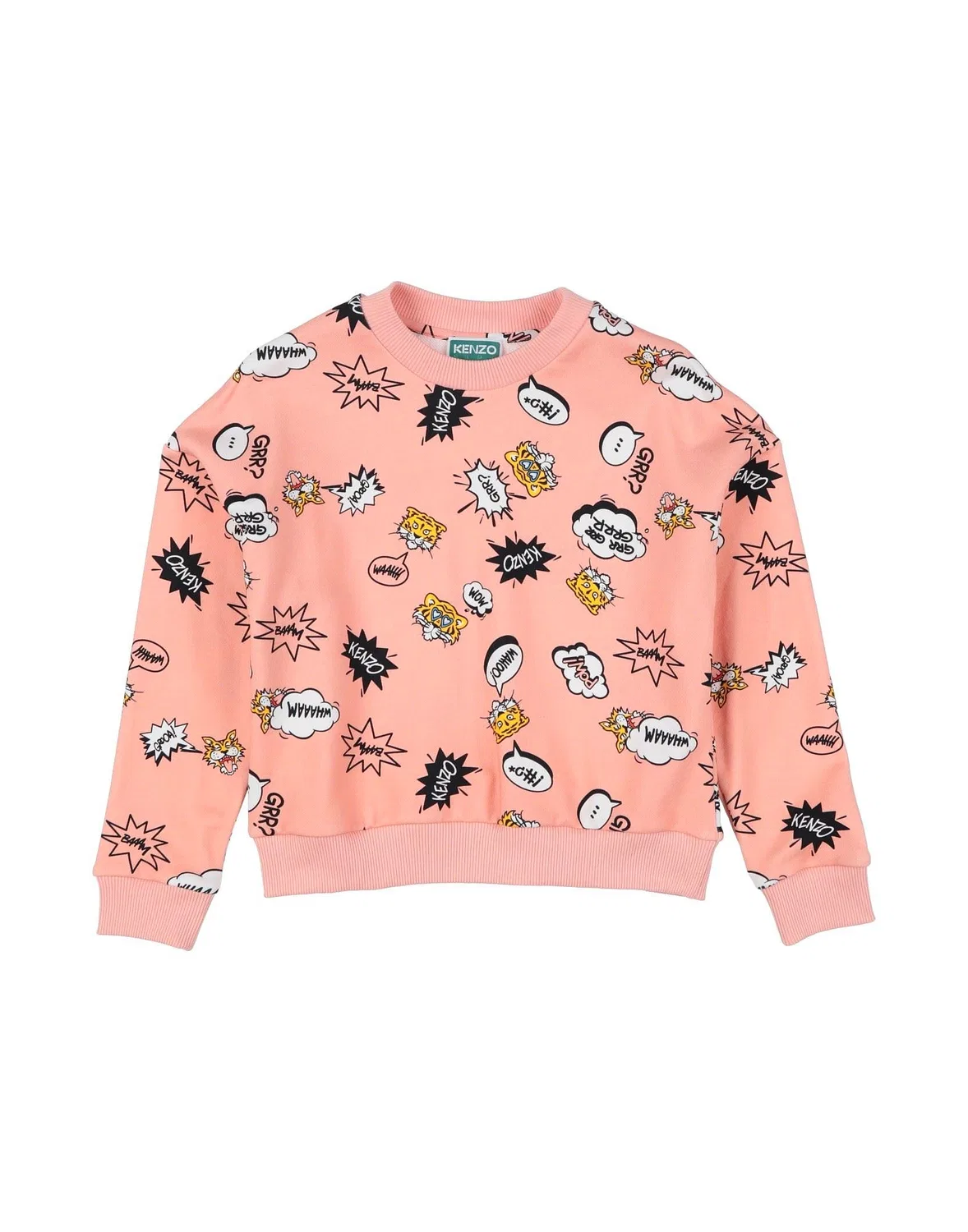 Детское худи из французского терри с принтом Kenzo Kids, лососево-розовый