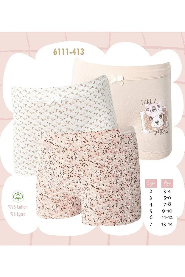Детский комплект боксеров для девочек хлопковый с принтом Basics Cicito, Patterned