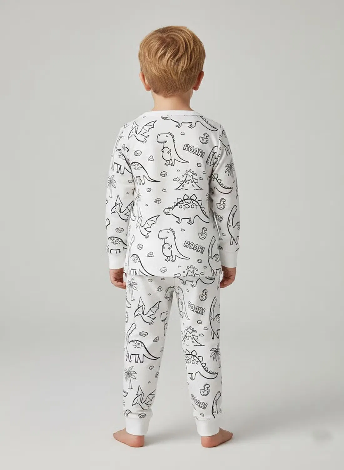 Комплект пижам хлопковый с раскраской Boys Color Your Own Babyqlo, белый — фото 3