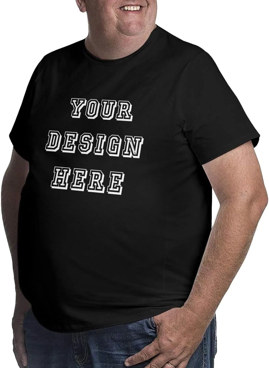 Мужская свободная футболка с круглым вырезом Custom Big T Shirts for Men, Black — фото 2