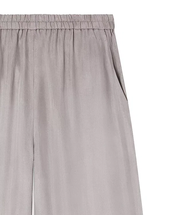 Женские брюки прямого кроя Washed Fluid Elasticized Waist Pants Emporio Armani, Pearl Grey — фото 2