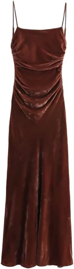 Женское сарафанное платье на бретелях с запахом, Brown Gray