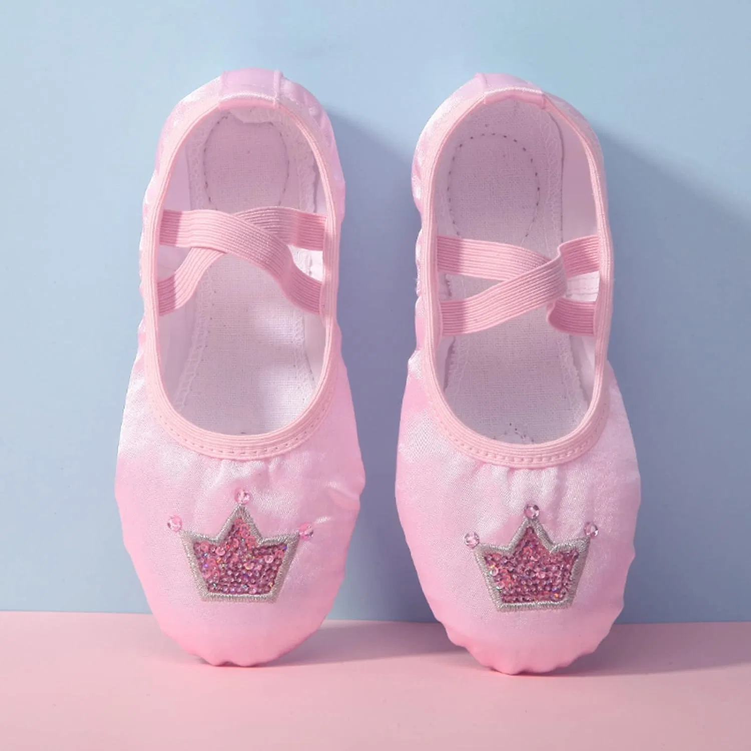 Детские балетки для девочек с принтом Star Satin, Pink — фото 3