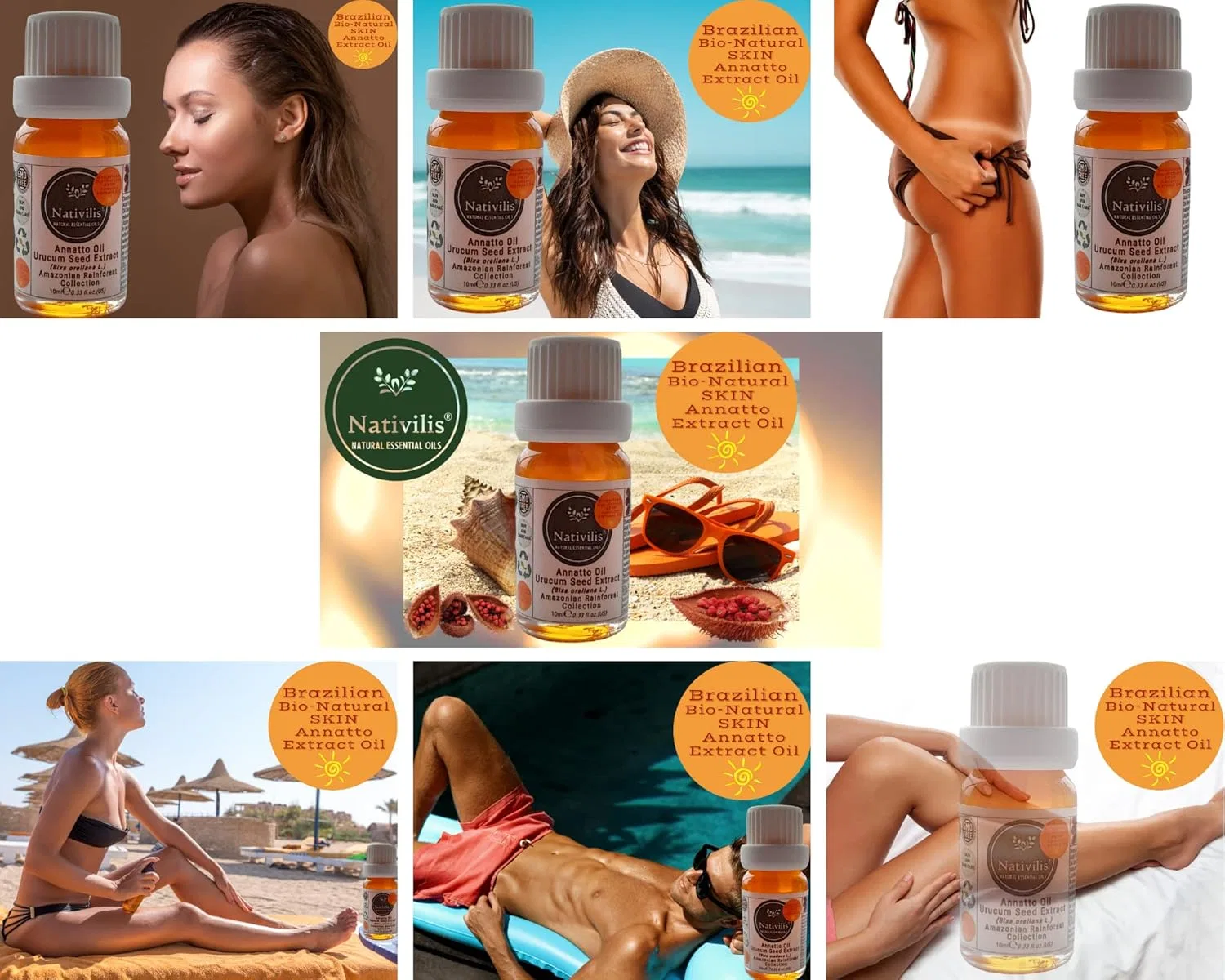 Масло для загара Annatto Oil, Nativilis Natural Essential Oils, 10 мл, Оранжевый — фото 3