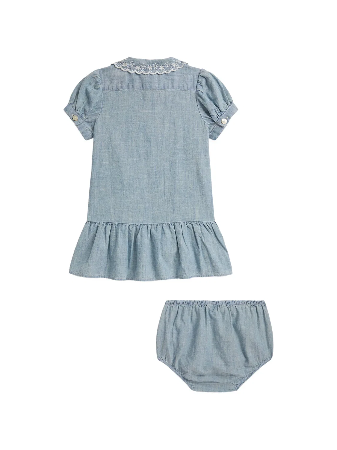 Платье с оборками и вышивкой Polo Ralph Lauren Kids, синий — фото 2