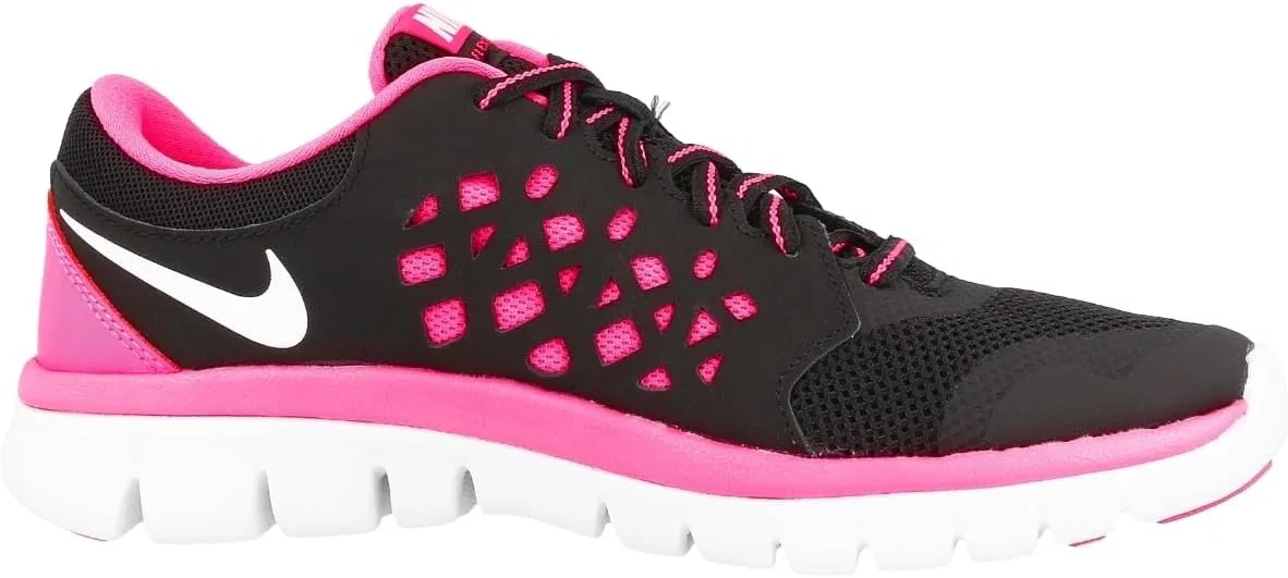 Детские кроссовки для девочек с принтом Flex Run Nike, Black/Pink Pow/White — фото 2