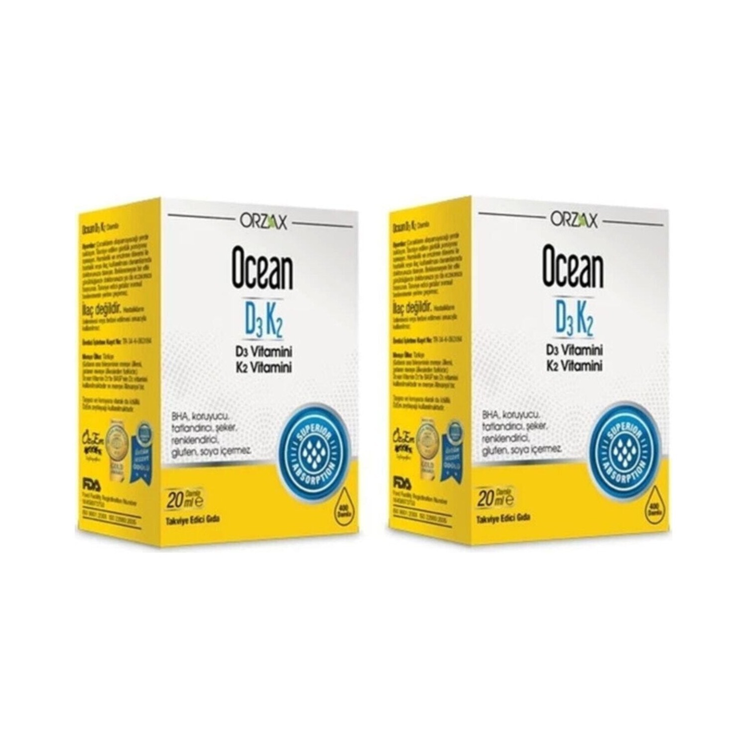

Витаминные капли D3 / K2 Orzax, 2 флакона по 20 мл