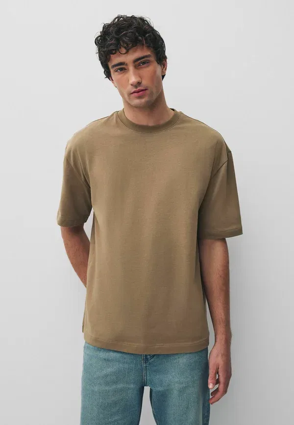 Футболки 3 шт, Oversize, Heavyweight t-shirts 3 pack, Next, Brown Ecru White Stone, белый/коричневый/кремовый