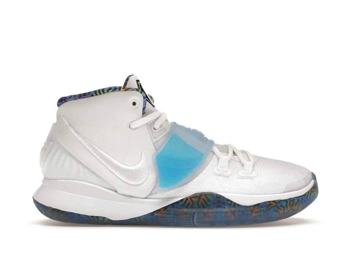 Детские кроссовки для мальчиков и девочек с контрастными акцентами Nike Kyrie 6 Nike, White/White-Sapphire-Laser Crimson