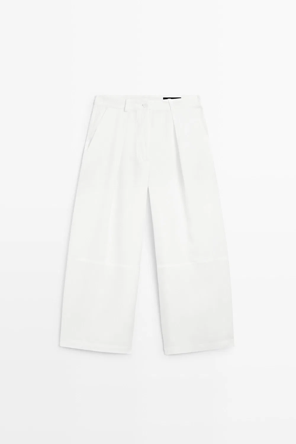 Брюки Massimo Dutti Flowing Linen Blend With Seams, белый — фото 2