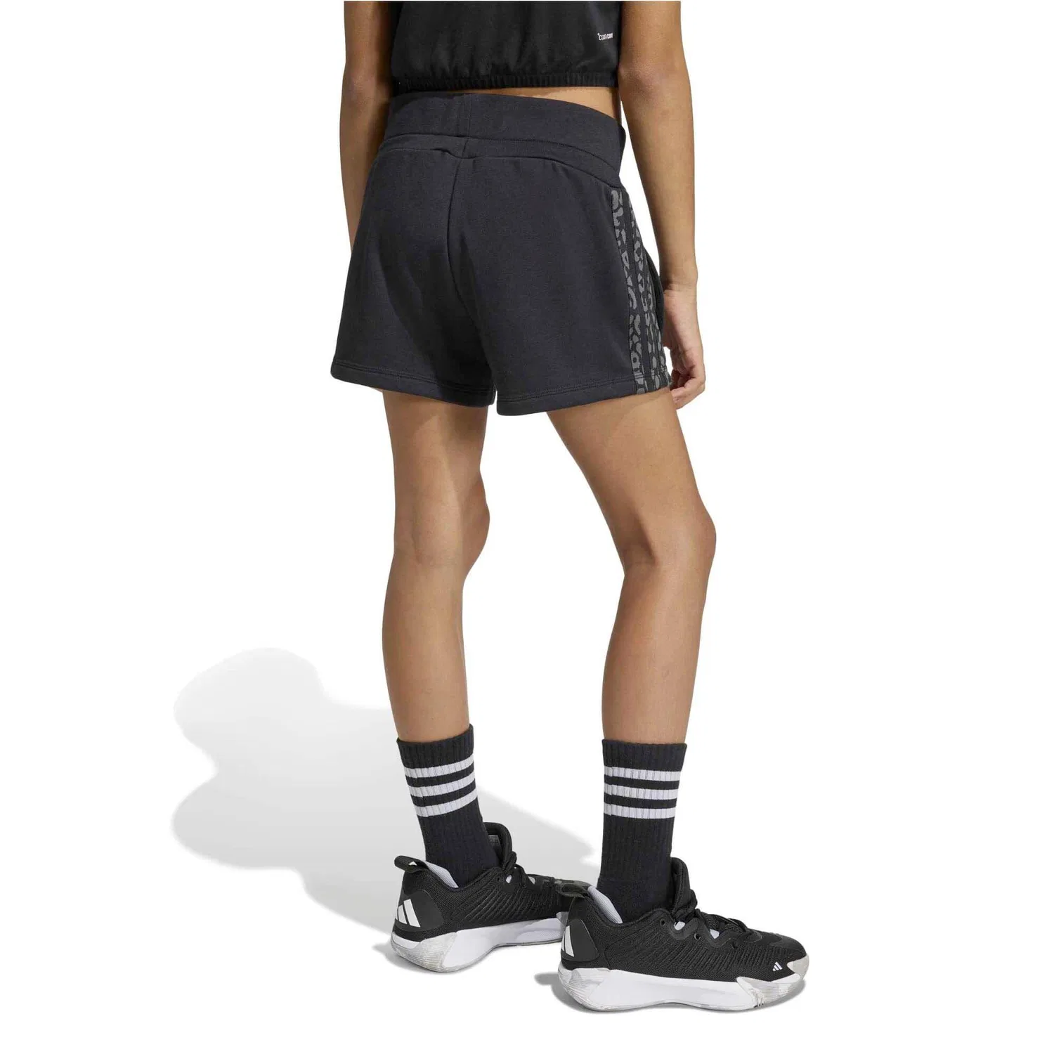 Детские шорты для девочек с принтом Adidas Sport Jg An 3S Ft Sh, Adidas, Schwarz — фото 3