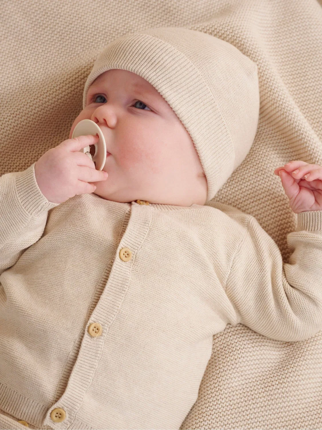 Кардиган трикотажный фактурный Purebaby, Natural