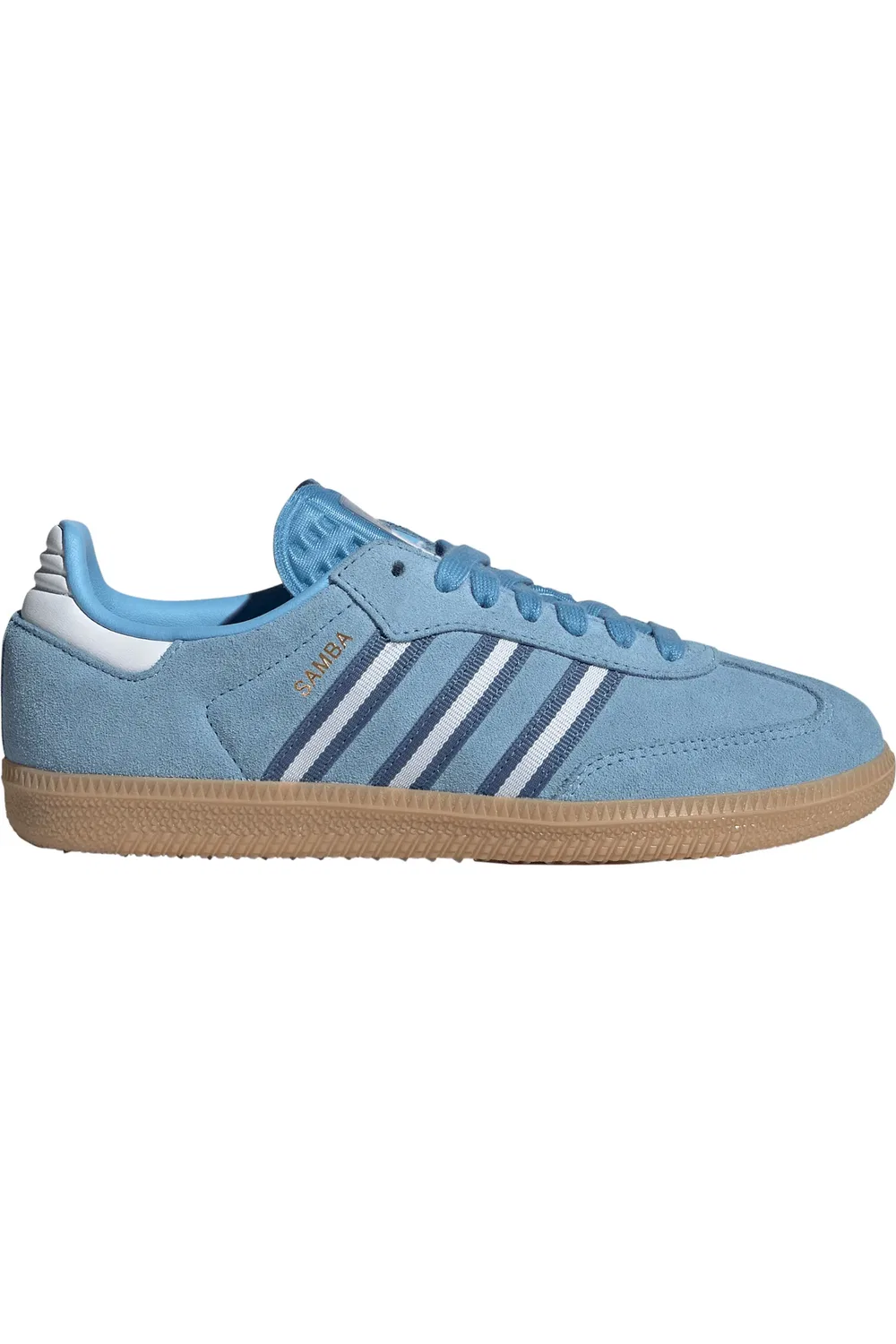 Детские кроссовки футбольные Samba от adidas, светло-голубой/синий/белый — фото 4