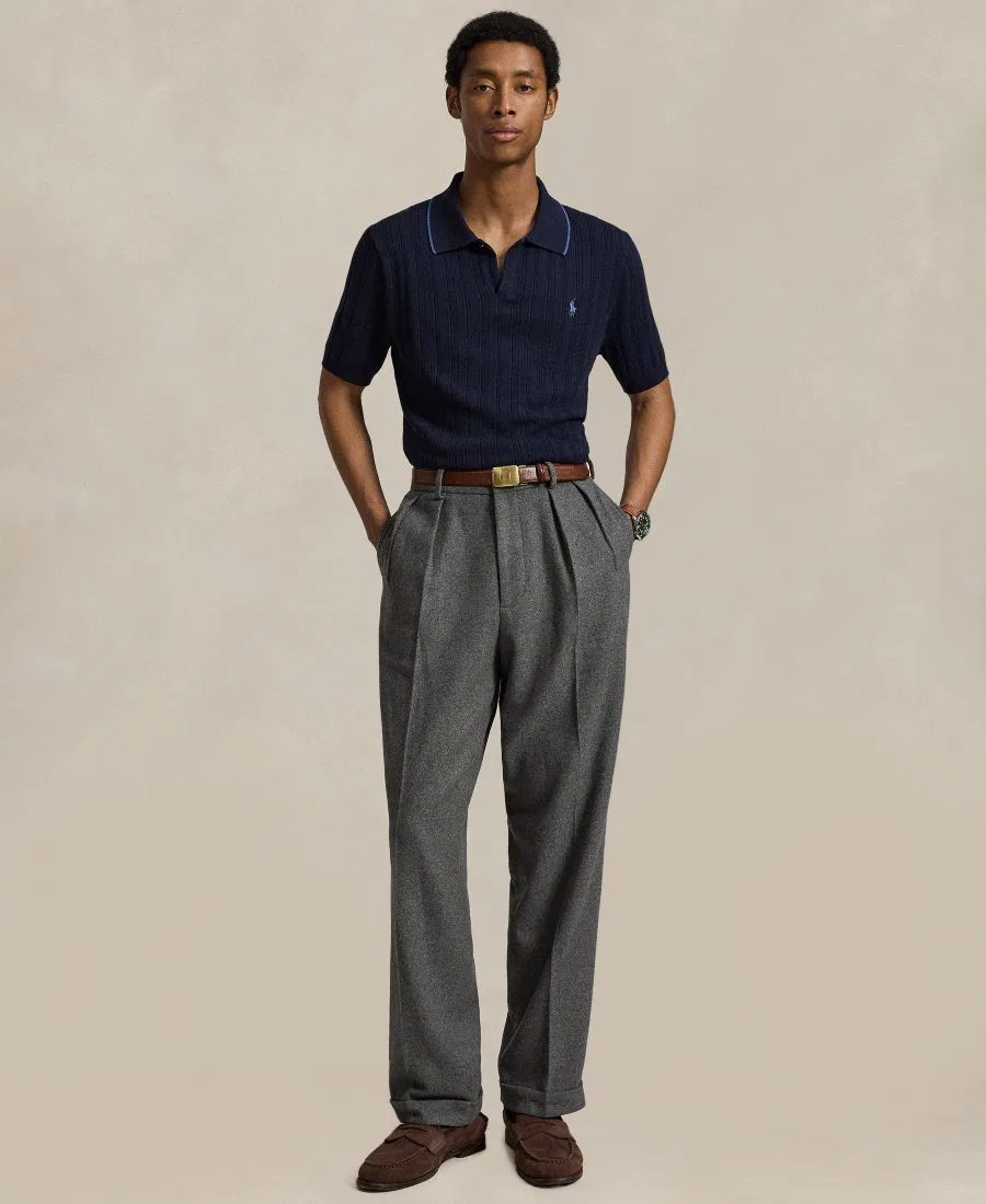 Мужское поло из фактурного хлопка с воротником-поло Polo Ralph Lauren, Hunter Navy — фото 2