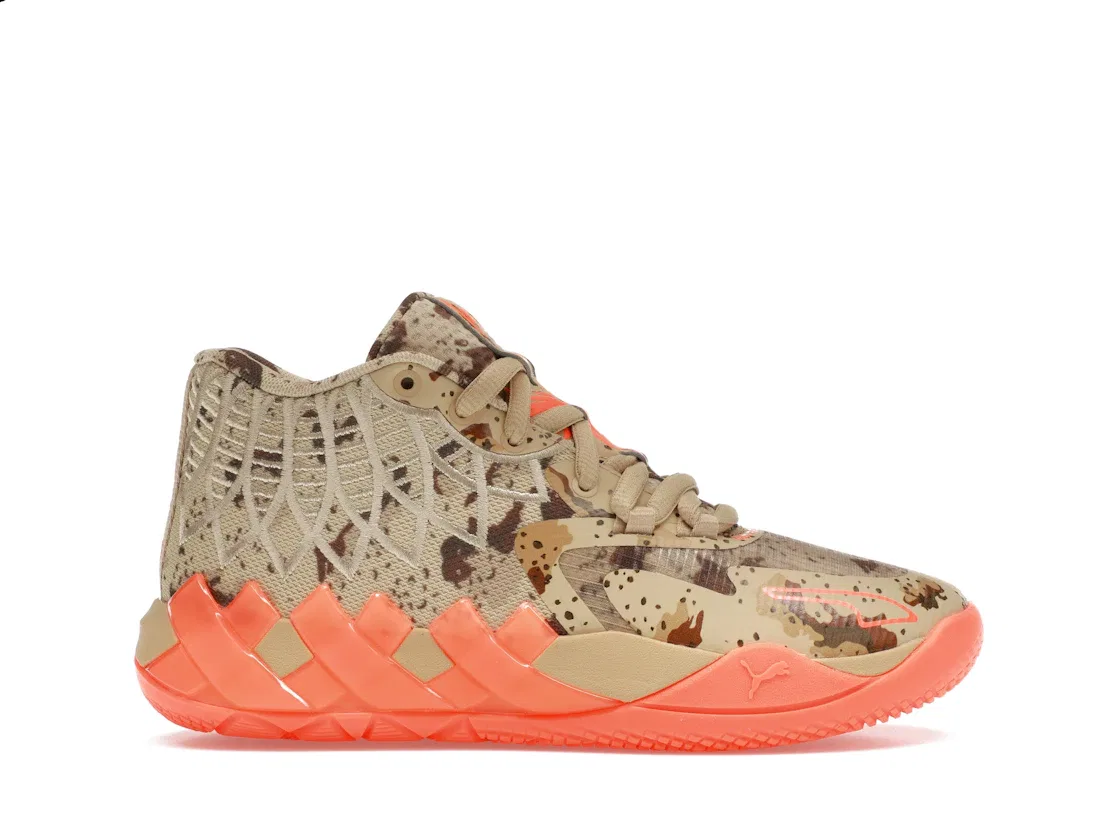 Детские кроссовки для мальчиков с принтом Puma LaMelo Ball MB.01, Pale Khaki Ultra Orange
