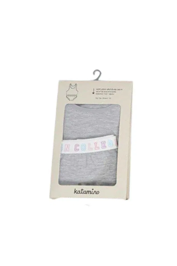 Детский комплект нижнего белья для девочек из хлопка Armidale thick straps half tank top slip suit Katamino, Gray