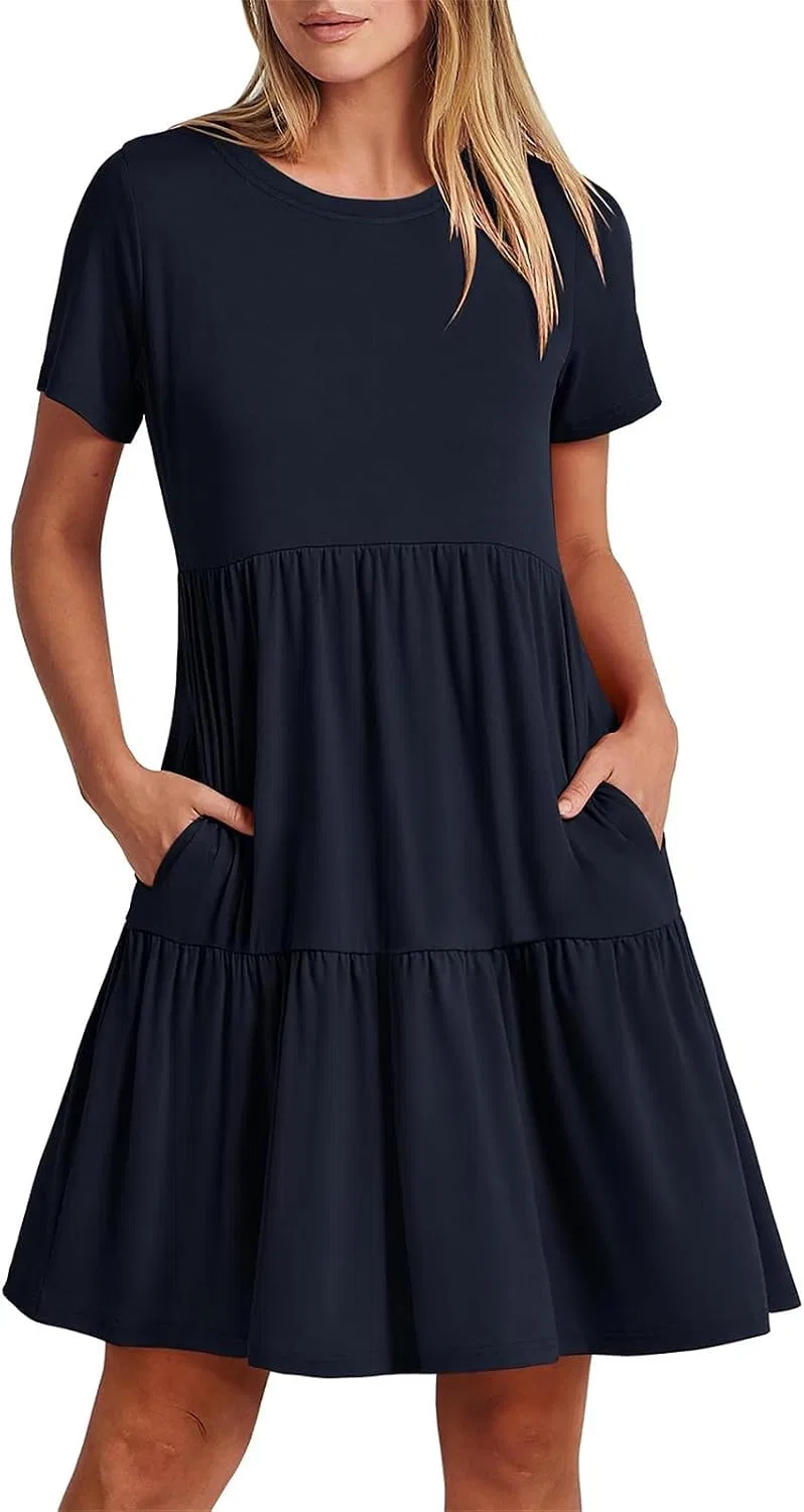 Женское повседневное платье-футболка A-line Sundresses, Dark Blue