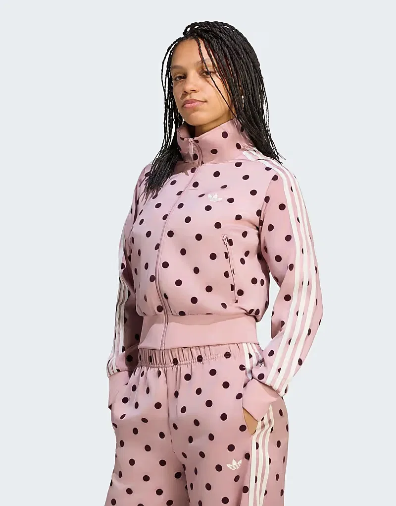 Спортивная куртка Adidas Originals Satin polka dots tt в двухцветном сиреневом цвете