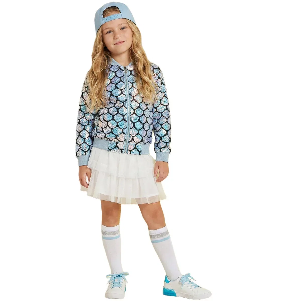 Детская куртка-бомбер с пайетками Seashell Glow 2bunnies, Blue