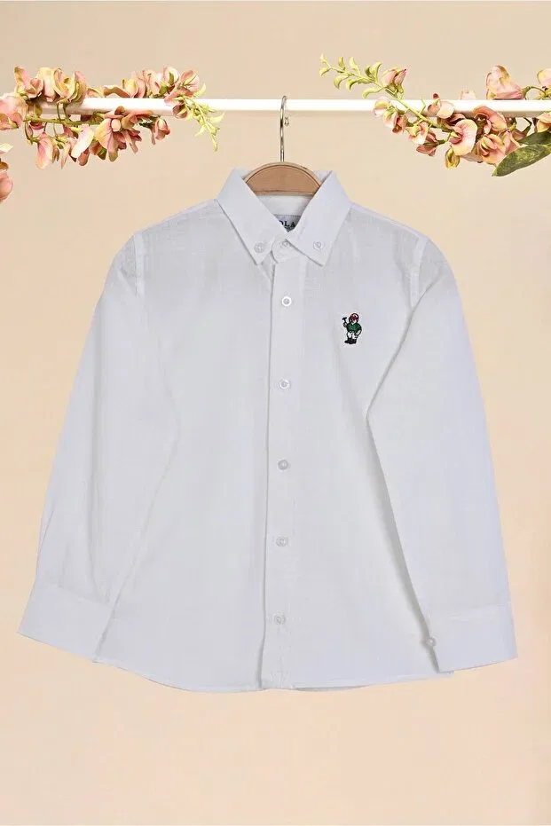Детская рубашка для мальчиков льняная Piola Club, White