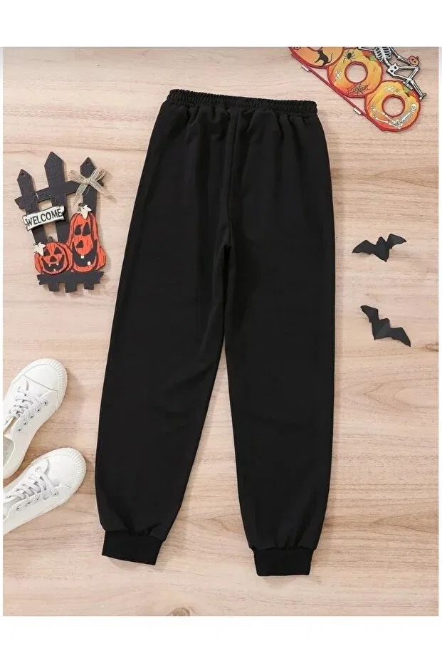 Детские спортивные штаны для девочек с принтом We are bears Serays Moda, Black — фото 2
