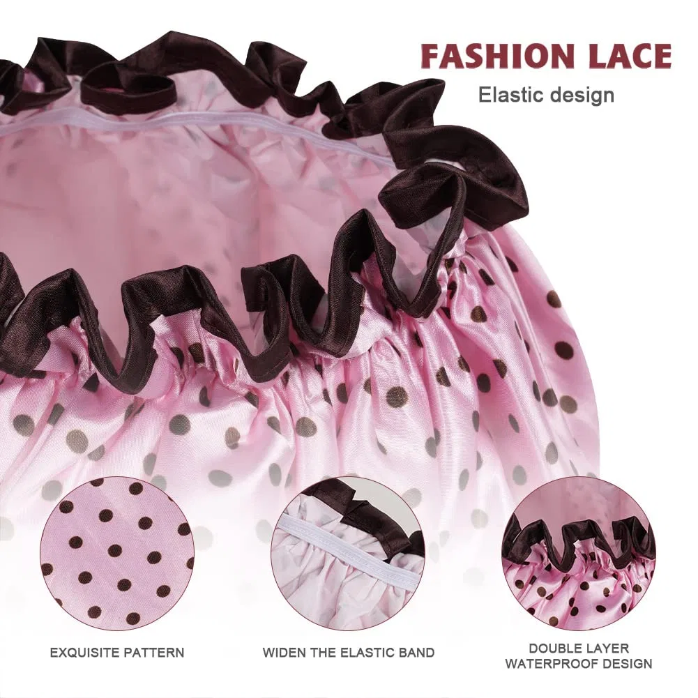 Satin Шапочка для душа Pack of 2, AOOWU, Pink and black — фото 2