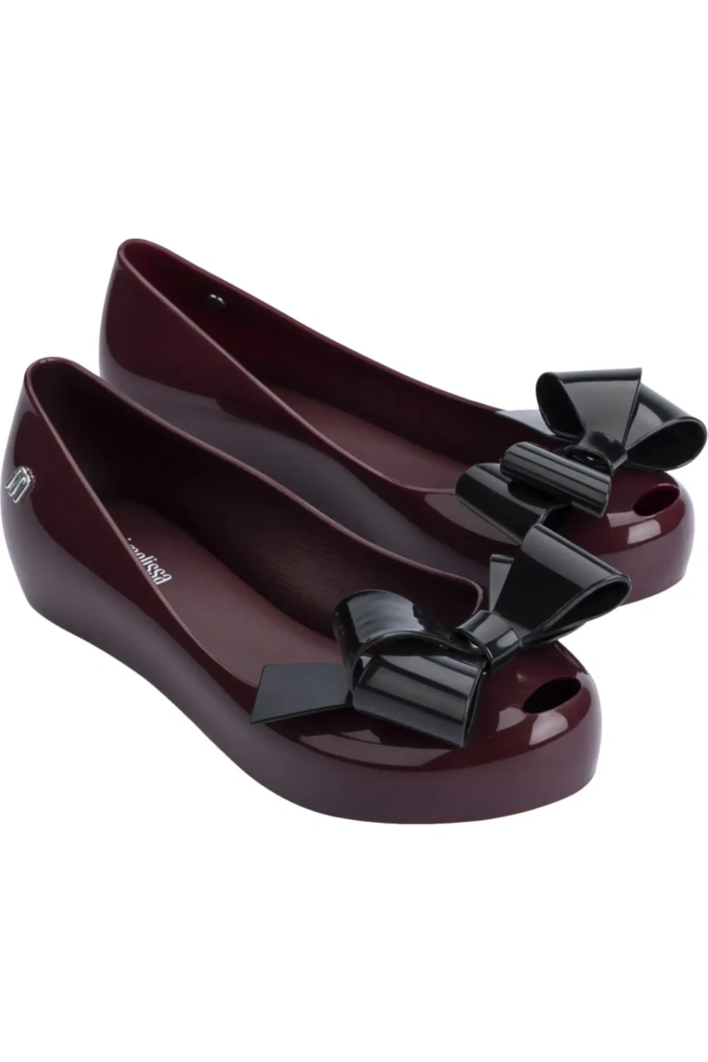 Детские туфли балетки с бантом из ароматизированного ПВХ Ultragirl Classic Mini Melissa, бордовый/черный
