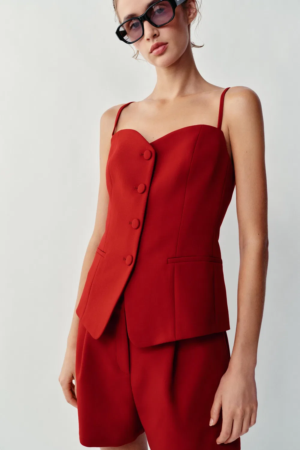 Шорты-бермуды классического кроя ZARA, Red — фото 3