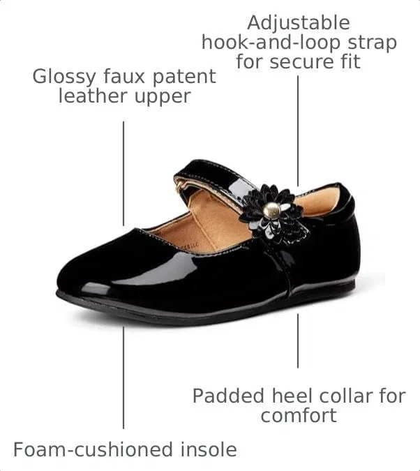 Детские туфли Мэри Джейн для девочек Amazon Essentials, Black Patent — фото 2