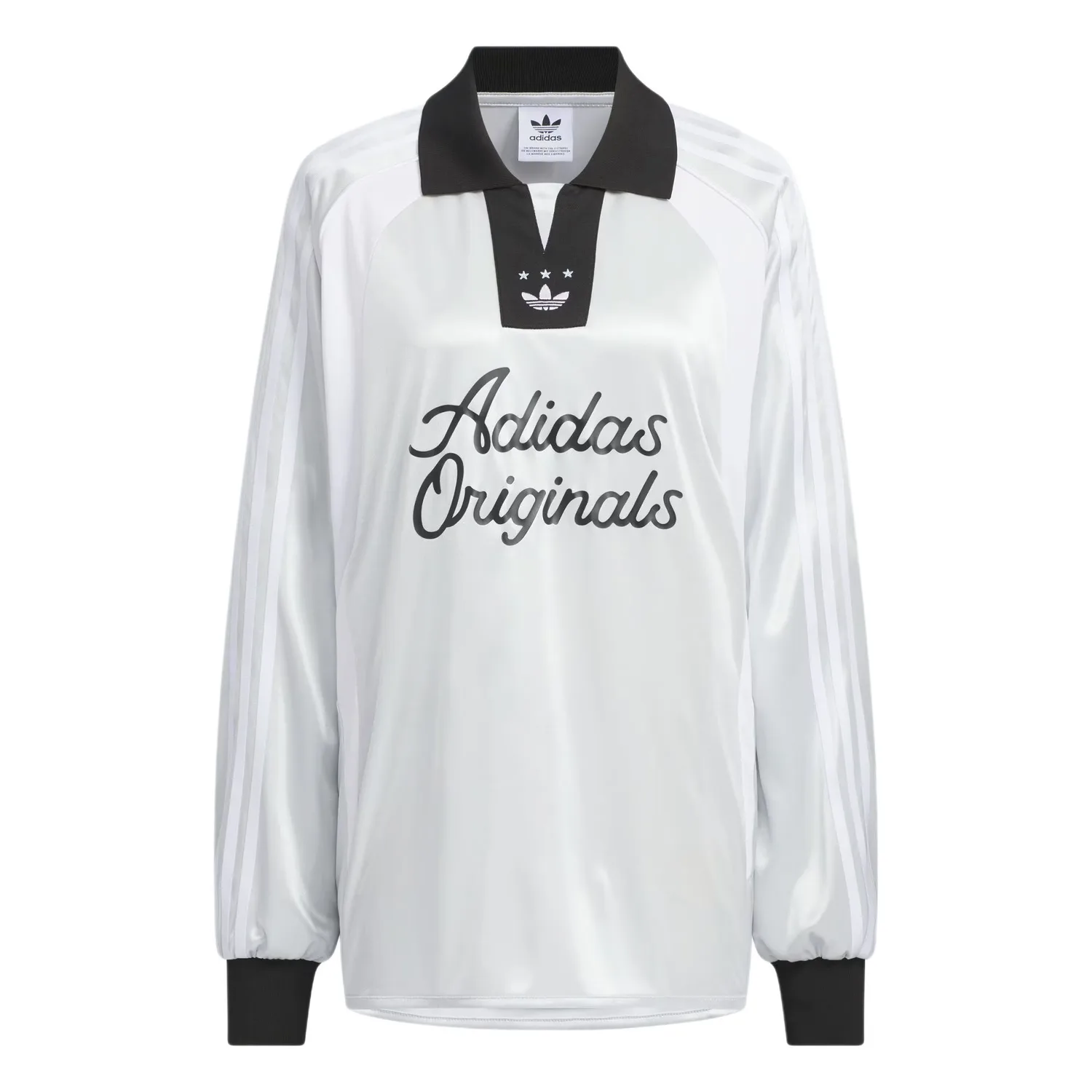 Adidas Originals Футболка поло с длинным рукавом для женщин в темно-серебристом металлике