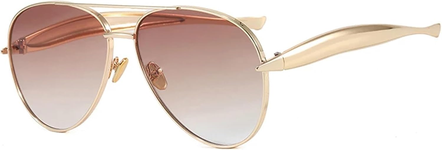 

Солнцезащитные очки с защитой от УФ-излучения UV400 | Металлическая круглая толстая оправа | Линзы конфетных цветов для занятий спортом на открытом воздухе и вождения generic, Gold Double Brown