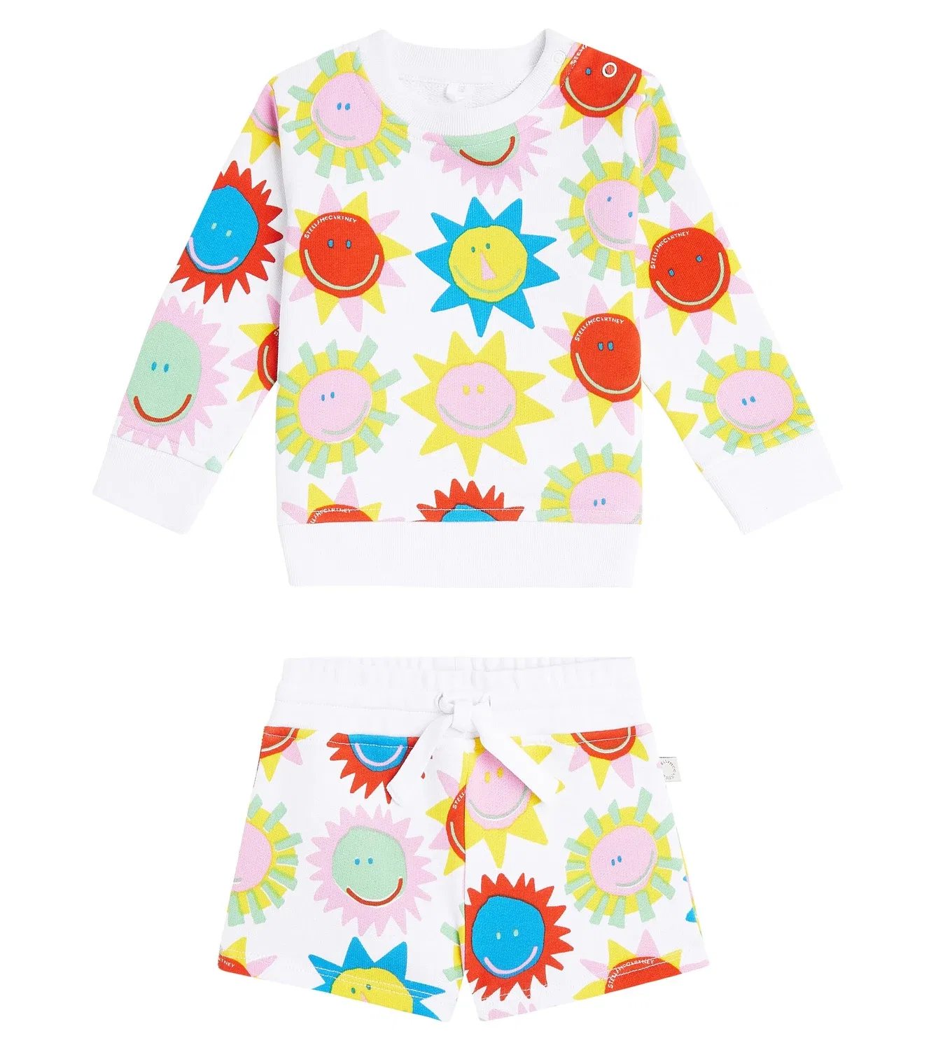 Комплект из хлопковой толстовки и брюк с кнопками на плече Stella Mccartney Kids, белый