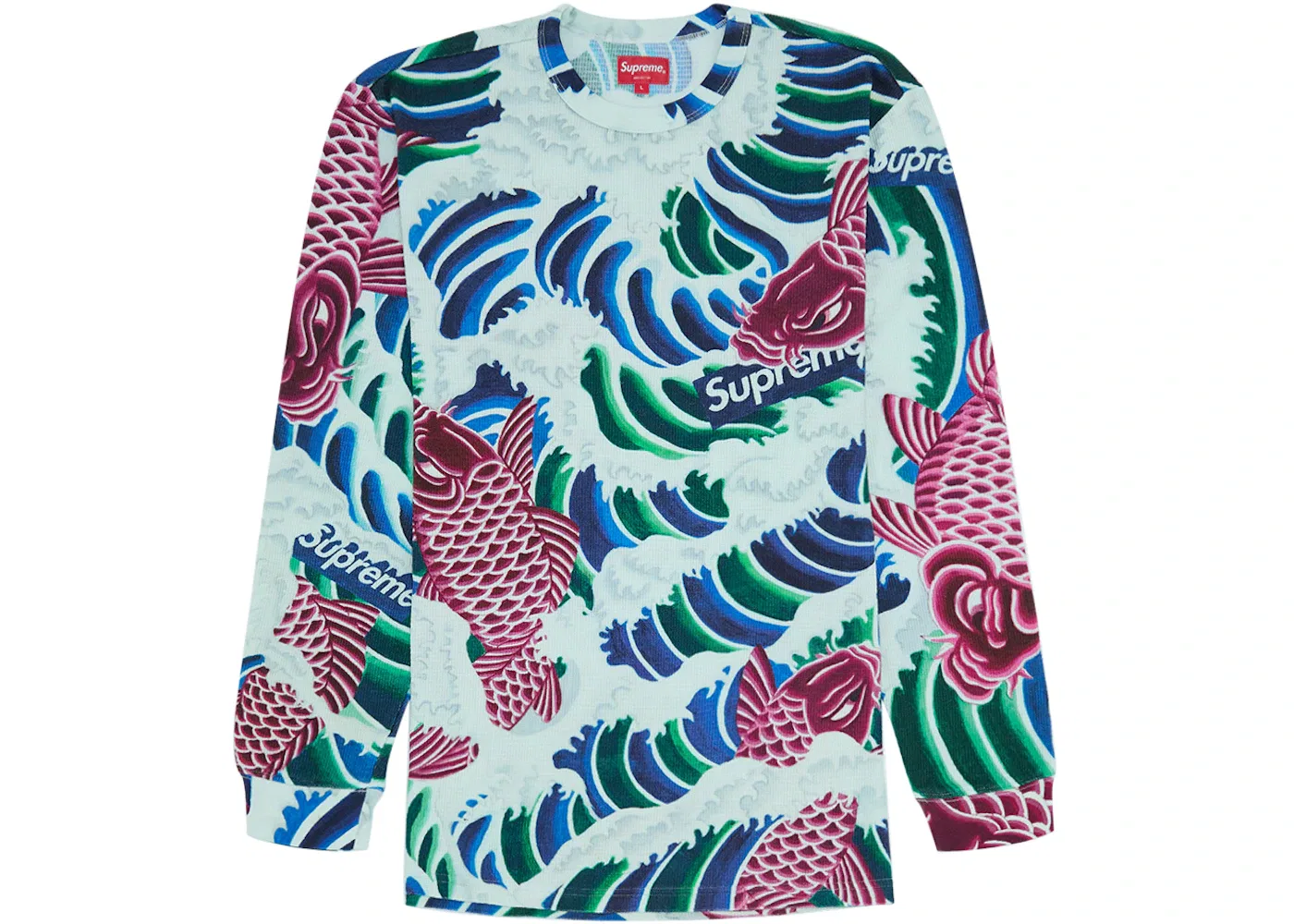 Мужская футболка с длинным рукавом с принтом Supreme Waves L/S Top, Multicolor