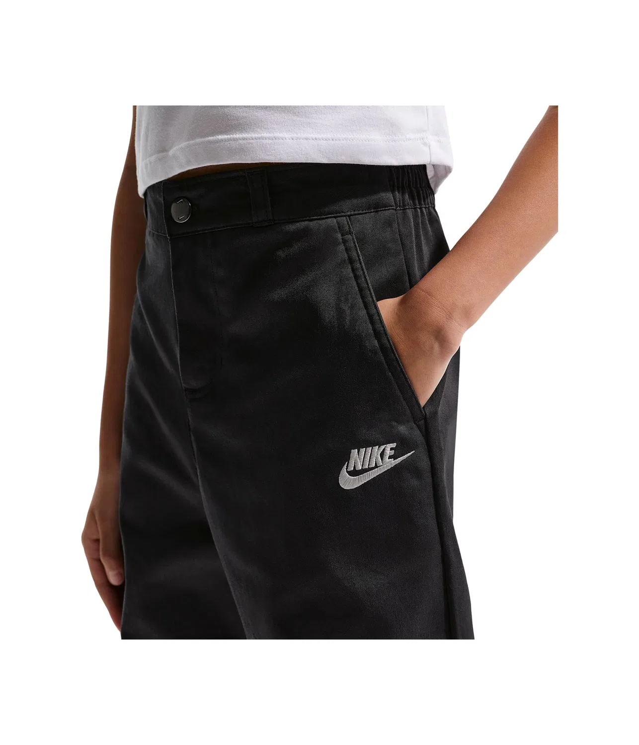 Тканые повседневные брюки Sportswear Club (для маленьких и больших детей) Nike Kids, Black/White — фото 3