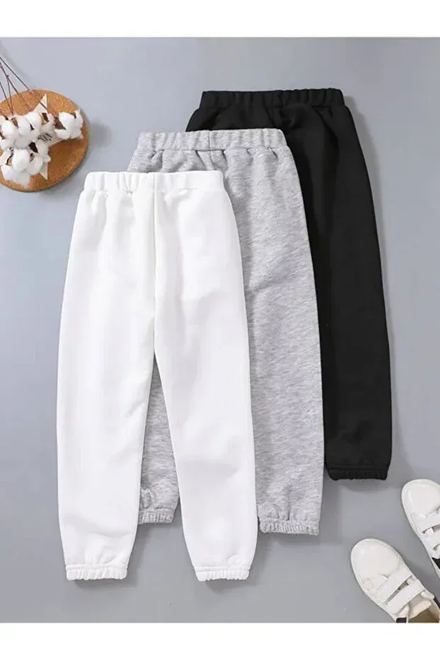 Детские спортивные штаны для девочек с принтом 3-шт Sportswear Machetta, Black White Grey — фото 2