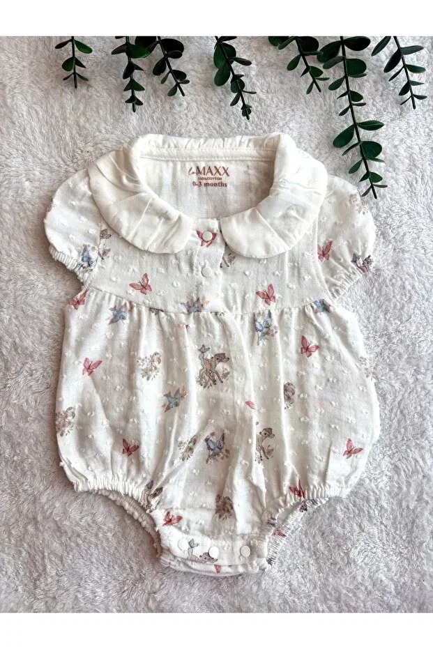 Детский комбинезон для девочек хлопковый Butterfly Gazelle Beren, Ecru — фото 2