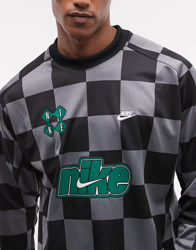 Топ вратарский Futbol в клетку Nike, темно-серый/черный — фото 3
