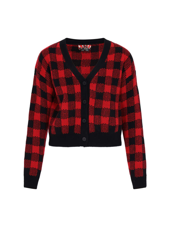 

Женский кардиган черного и темно-красного цвета myMo ROCKS