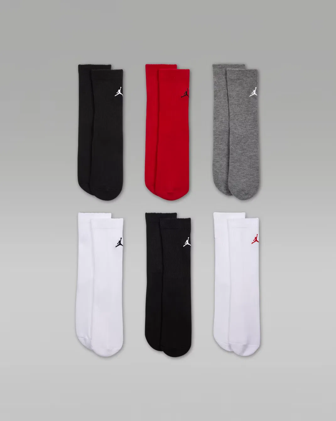 Детские носки средней высоты (6 пар) Jordan Everyday Essentials, Multi-Color/Gym Red/Black — фото 2