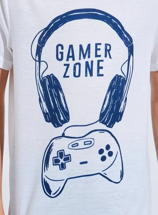 Комплект пижамный с принтом геймера, модель Graphic Print, Styli, мультиколор — фото 4