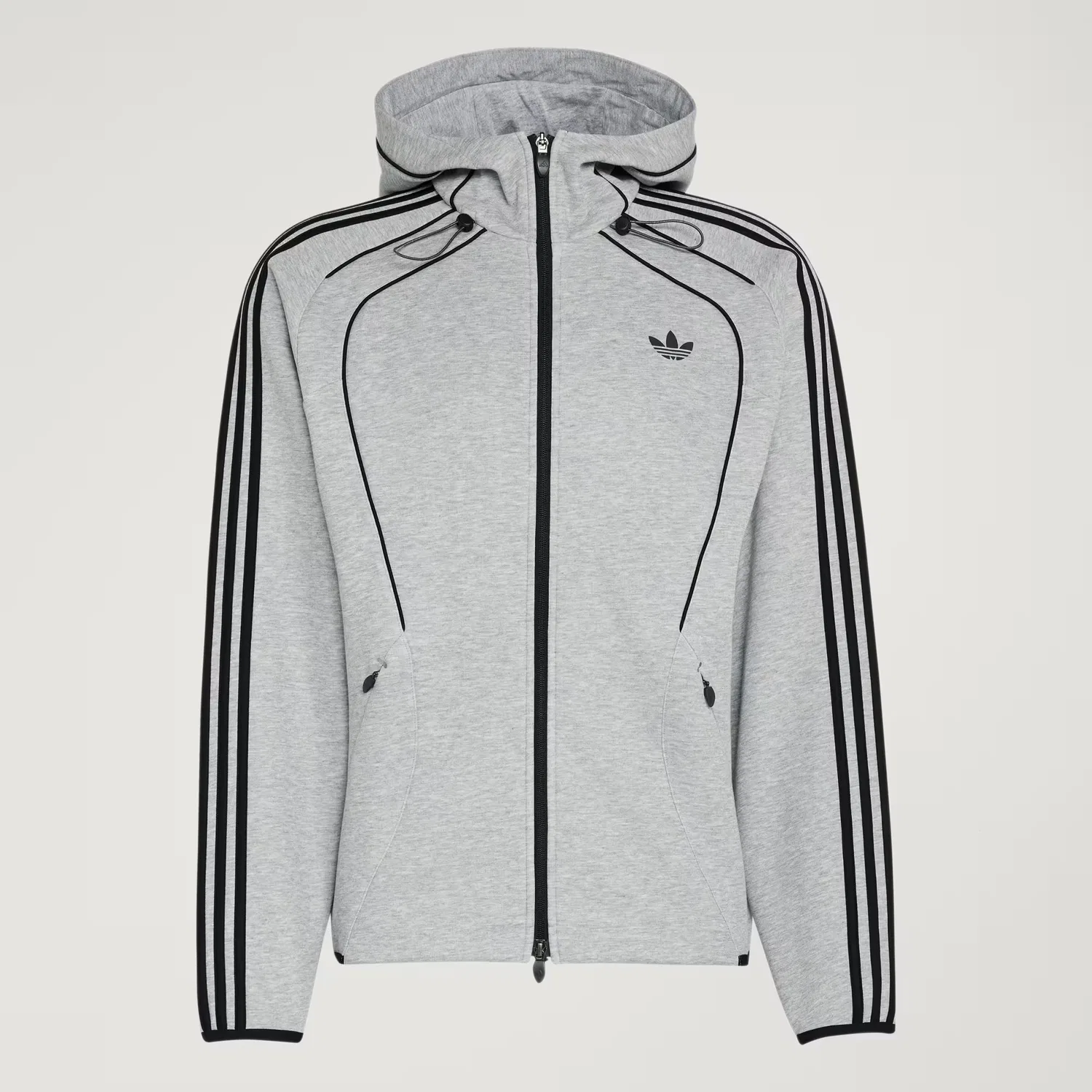 Мужское худи на молнии с контрастными линиями кроя Spacer Teamgeist 26 Cutline Adidas Originals, серый меланж — фото 4