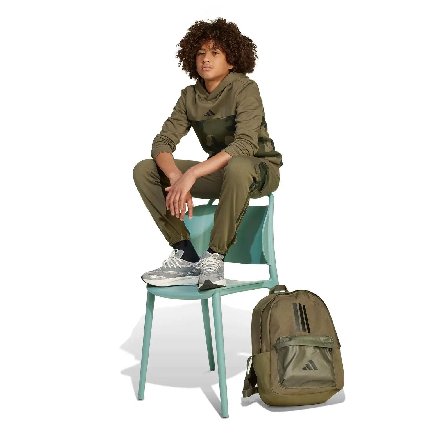 Детское худи с капюшоном с камуфляжным принтом Seasonals Essentials Adidas, Green — фото 4