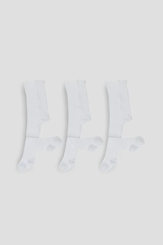 Детские колготки для девочек с узором из 3 штук Defne Baby, White — фото 2