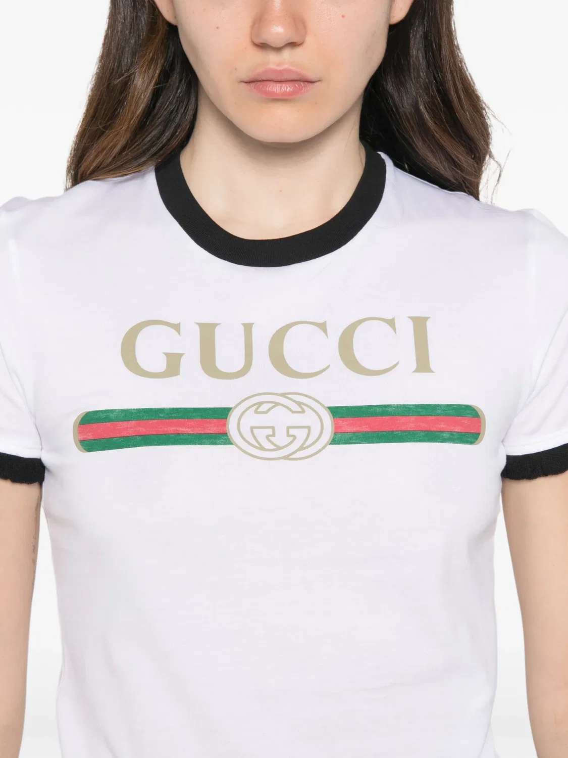 Футболка из хлопкового джерси с принтом Gucci, белый — фото 3