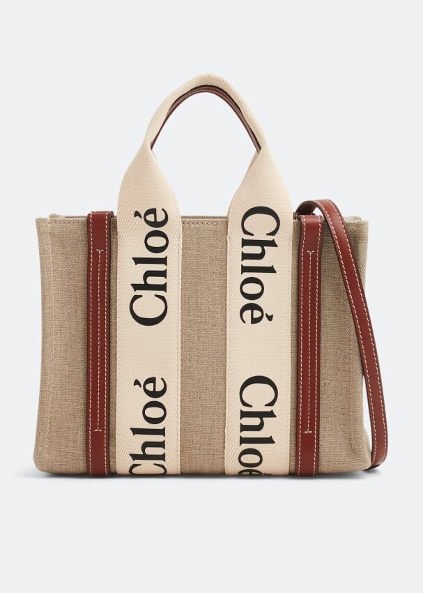 

Сумка-тоут CHLOÉ Woody small tote bag, бежевый