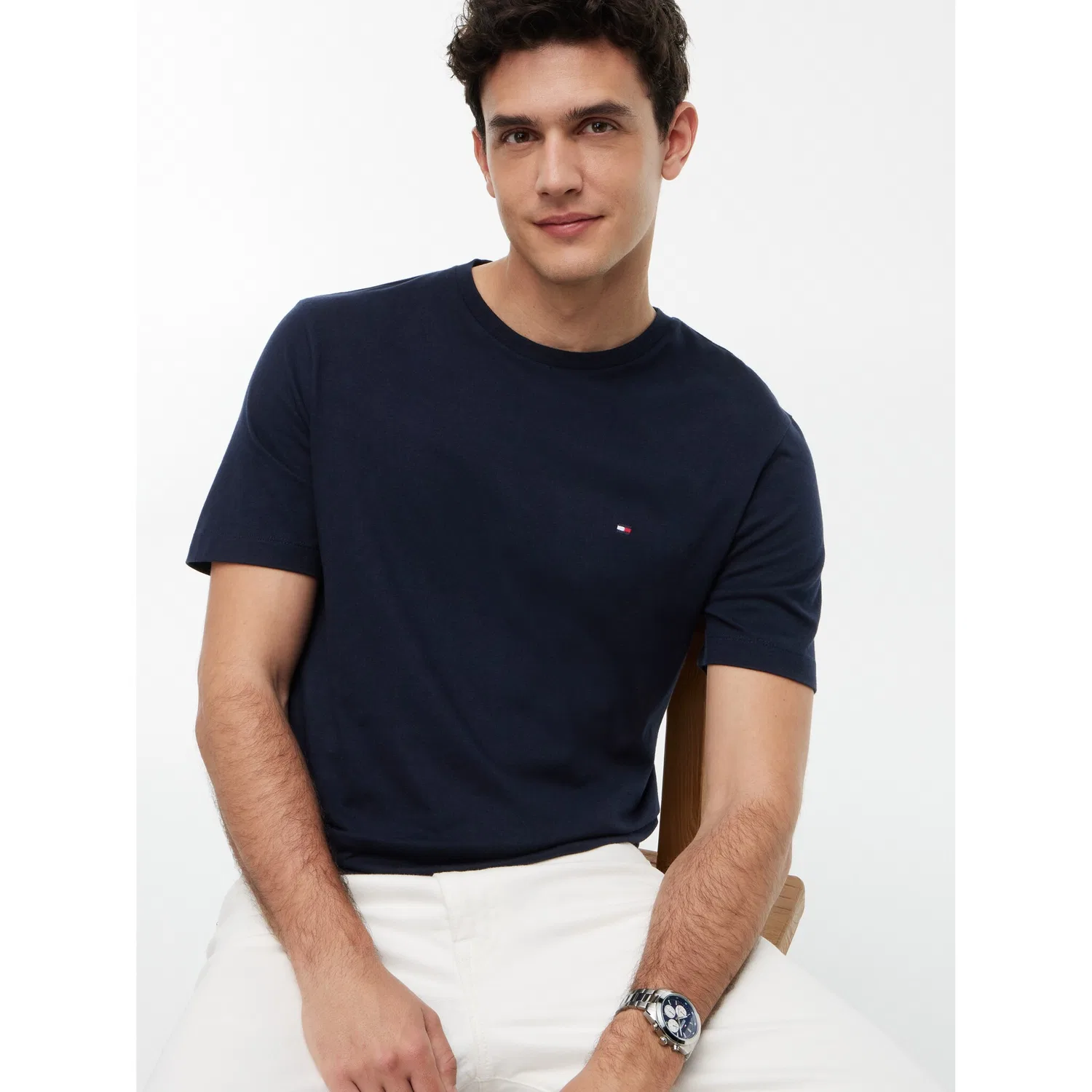 Мужская хлопковая футболка Regular Fit Tommy Hilfiger, Desert Sky — фото 2
