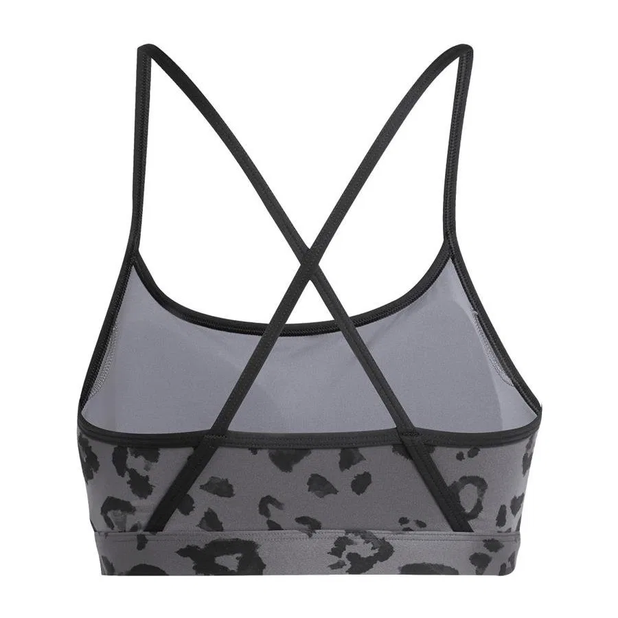 Женский спортивный бюстгальтер с леопардовым принтом Aer Ls Bra Aop adidas, Серый — фото 2